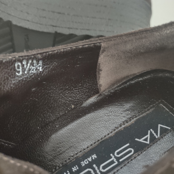 Via SPIGA Slip On Brown Low Ankle Bootie Wedge Heel size Womens 9.5 Suede EUC - Picture 7 of 7